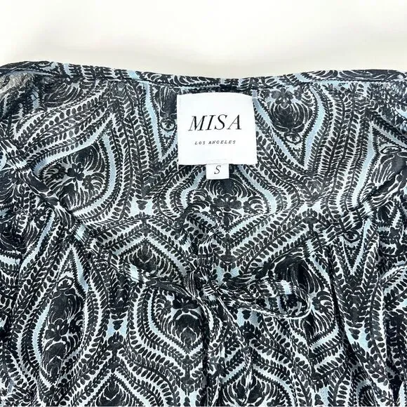 Misa Los Angeles Long Sleeve Arabesque Pattern Tiered Mini Dress - Picture 5 of 8